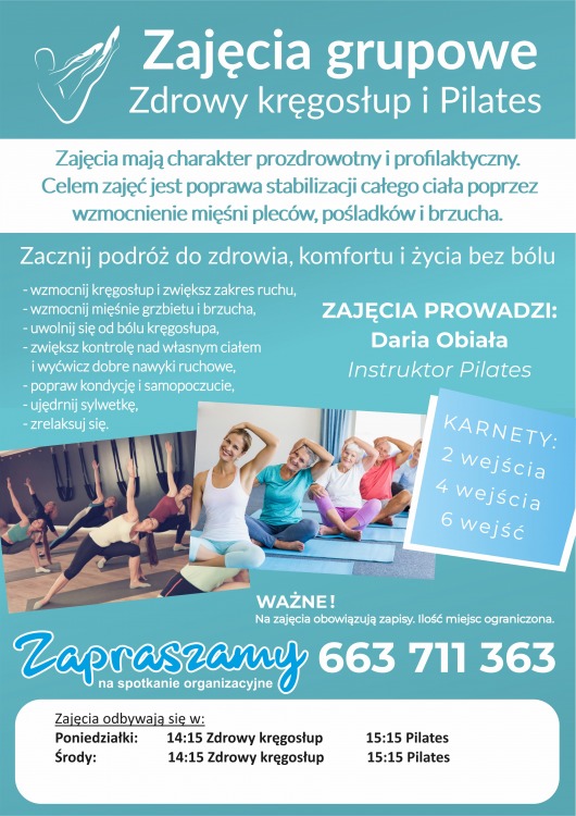 Zajęcia zdrowy kręgosłup i Pilates